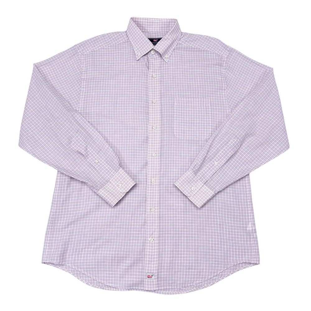 Vineyard Vines Classic Fit Murray Shirt Men's Size Medium Pink Blue Plaid Preppy